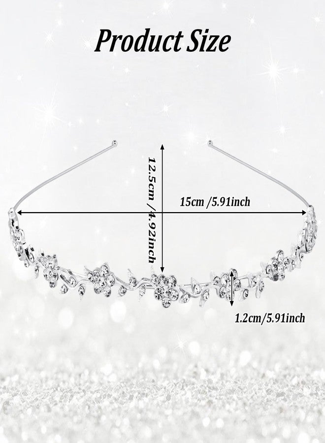 Ymapinc Wedding Headband for Women, Rhinestone Silver Flower Bridal Headpieces Bride Crown Tiara Bling Headbands for Elegant Fancy Vbedazzled Hair Accessories - Image 2